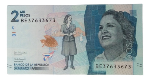 Billete 2000 Pesos Serial Radar Be37633673 23/jul/2019 Unc