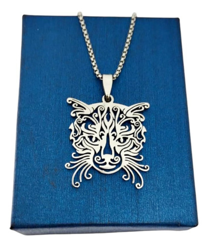 Collar Dije Tigre Calado En Acero Quirúrgico