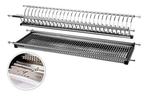 Imagen 6 de 8 de Locero Escurridor Porta Platos 100% Acero Inox F8114 - 60 Cm