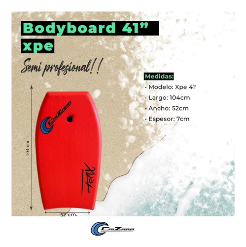 Tabla De Barrenar Deslizador Xpe 41' 104cm Barrenador Playa Color Rojo