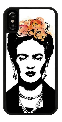 Funda Uso Rudo Tpu Para iPhone Frida Kahlo Flores Arte 01