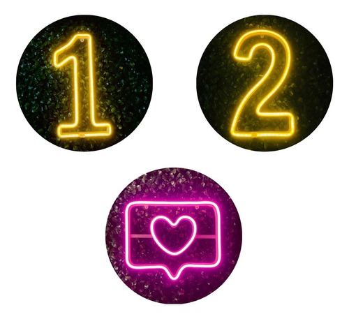 Trio Luminárias Neon Led Kit Festa 1 Instagramavel Bivolt