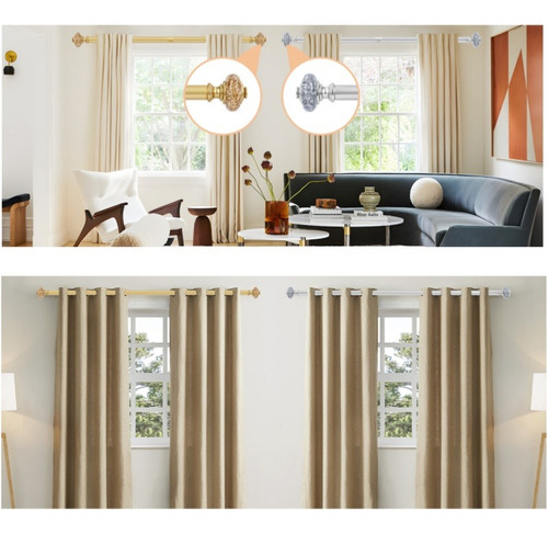 Dorado Cortineros De Metal Ajustable Barra Cortina Max3m Cristal Oro