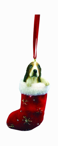Basset Hound Calcetin Navidad Ornamento  Santa 's Little 