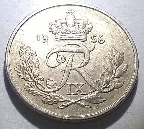 Dinamarca 10 Ore 1956 - Frederik Ix - Km#841.2 - Joya !!!