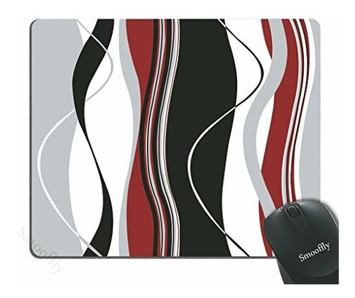 Pad Mouse - Smooffly Mouse Pad Wavy Vertical Stripes Red Bla