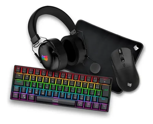 Combo Gamer Pichau Netuno V2 4x1, Rainbow, Teclado Mecanico