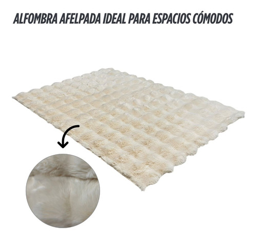 Alfombra Afelpada 118x80 Cm Tapete Suave Para Sala Y Cuarto Crema