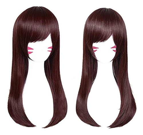 Juego Cosplay Peluca Cabello Castaño Liso 25 6 In Marron