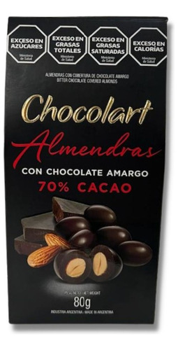 Chocolart Almendras Con Chocolate Amargo 70% 100 Grs