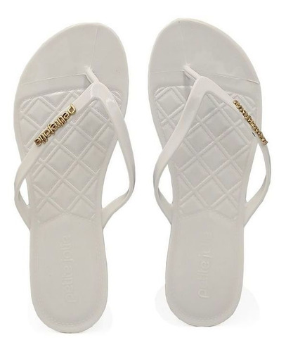 Chinelo Petite Jolie Express Branco Pj1535ii Logo Metal