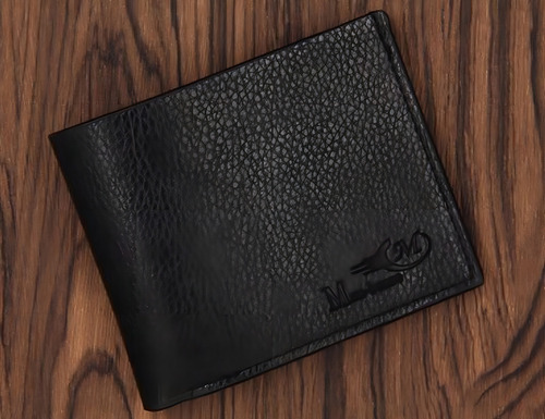 Cartera Billetera Hombre Y Llavero Tipo Piel Set De Color Negro