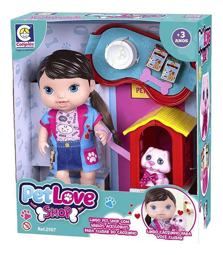 Boneca Vinil Pet Love Shop Com Cachorrinho Cotiplas Imediato