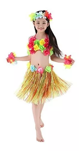 Kit de guirnalda de falda de vestido Hula Hawaiana para adultos y niños,  disfraz de baile