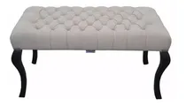 Comprar Puffs Pie De Cama Reina Ana Vintage Retro Capitoné Acabado De La Estructura Laqueado Color Beige