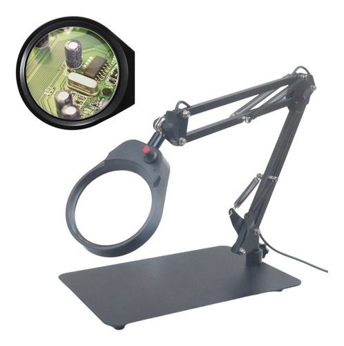 Lupa Con Luz Led Pinza Base Para Cautin Reparar Electrónicos