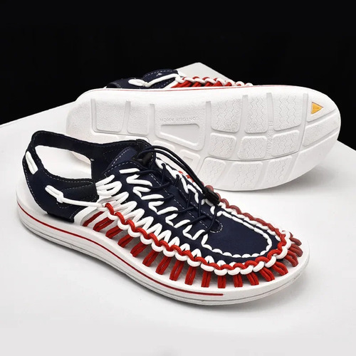Sandalias De Playa Tejidas Para Hombre, Zapatos Casuales De