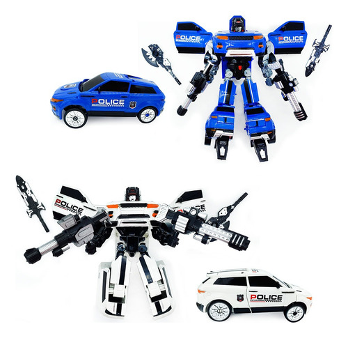 Auto Robot Transformable Se Convierte En Auto +2 Armas 12655 Blanco