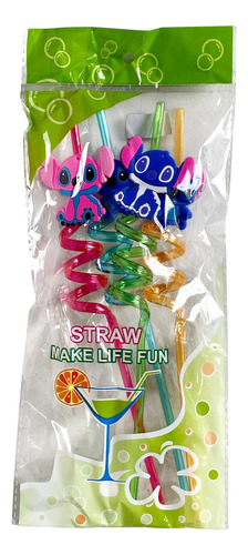 Pajitas Sorbetes Bombillas De Labubu Capibara Stitch X8 Uni Stitch