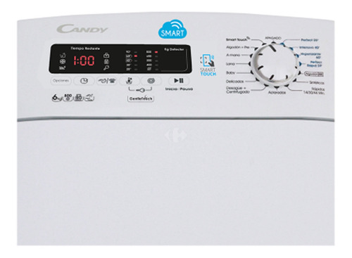 Imagen 3 de 5 de Lavarropas Candy Cst68d Vita Smart Touch 6 Kg 800 Rpm 40 Cm