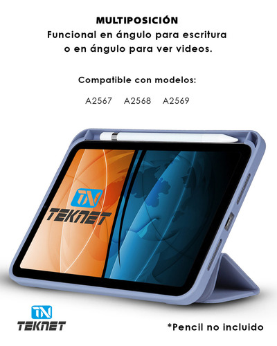 Funda Teknet Case Silicon Para iPad Mini 7 2024 8.3 A17 Pro Color Lavanda
