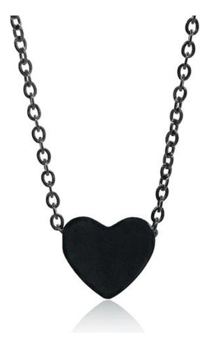 Imagen 1 de 8 de Collar Mujer Hombre Corazón Mini Minimalista Acero Negro