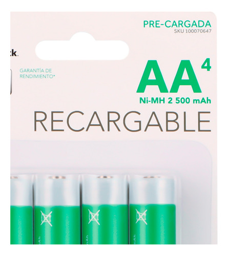 Baterías Recargables Ni Mh Aa 2500 Mah 4 Piezas Radioshack