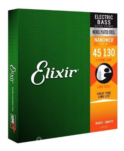 Cuerdas Elixir Nanoweb 45-130 Para Bajo 5 Cuerdas 14202