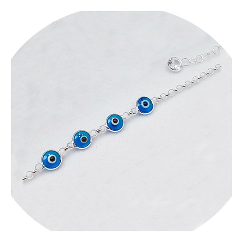 Pulsera De Plata 925 Con Ojos De Horus Celestes Joyas Damas