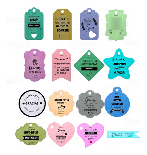 100 Etiquetas Tags Colores Personalizadas Packing Souvenir