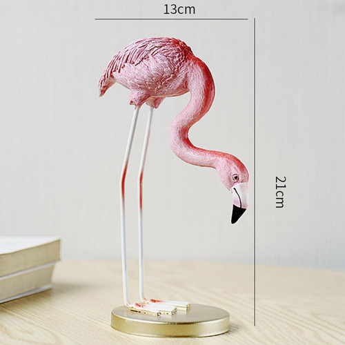 Elegante Escultura De Resina De Flamenco Para 13x13x21cm