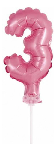 Balão Topper De Bolo Rosa Claro Nº 3