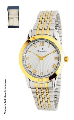 Relógio Champion Dourado Feminino+ Colar E Brincos (kit)