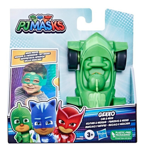 Playskool Pj Masks Figura + Vehículo Y Antifaz Gekko Hasbro