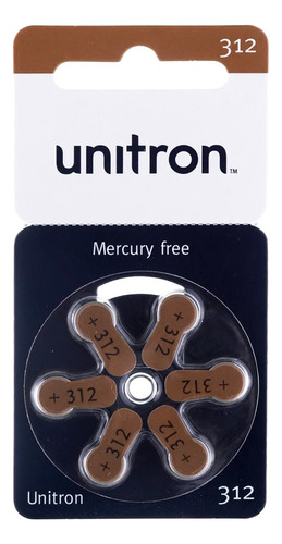Pilha Bateria Auditivas Unitron 312 Pr41 - 6 Unidades