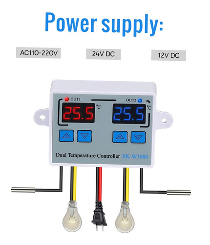 Controlador De Temperatura De Termostato Digital Duplo Dois