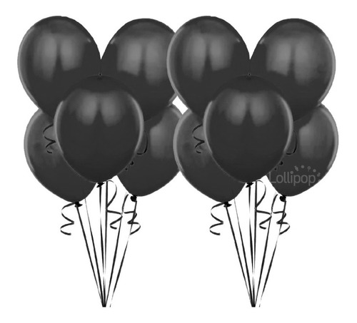 Imagen 1 de 1 de Globos Negros Perlados  X 10 U - Lollipop