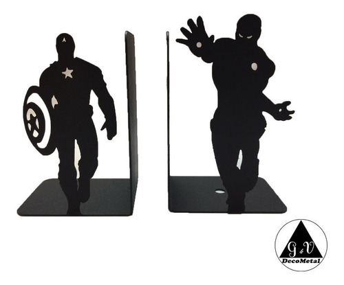 Imagen 2 de 4 de Sujeta Libros Diseño Decorativo Capitán América Y Iron Man