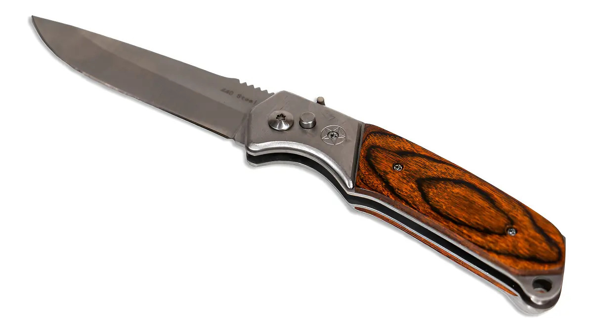 Navaja Táctica Apertura Automática A333 Albatros Italy Color Madera