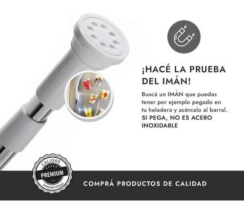 Barral Cortina Baño Extensible Acero Inoxidable 110-200cm