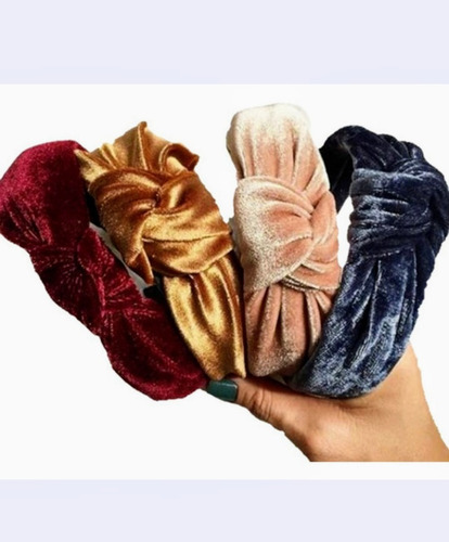 Imagem 2 de 6 de Tiara Turbante De No Tecido Canelado E Veludo Liquida