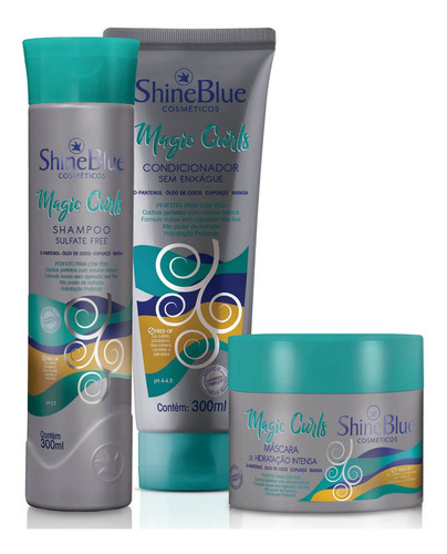 Kit Magic Curls Shine Blue Shampoo Condicionador Máscara
