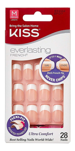 Kiss Everlasting Ef07 - Kit De Uñas Francesas Medianas, 28 U