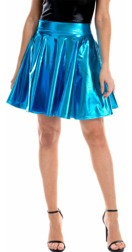 Minifalda De Fiesta Plisada Metalizada Sexy Y Novedosa Para