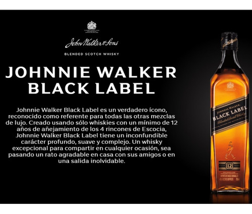 Imagen 4 de 10 de Whisky Johnnie Walker Black X 1 Litro - Envíos