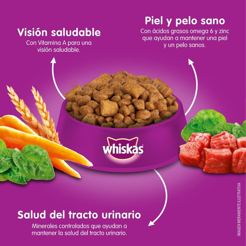 Imagen 5 de 10 de Whiskas Combo Alimento Seco Carne Y Humedo Mix Gato Adulto