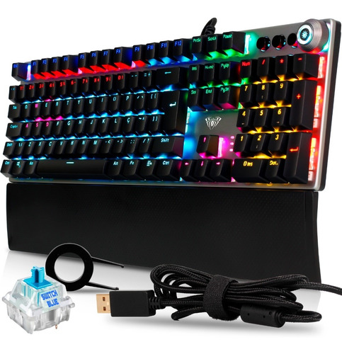 Teclado Gamer Mêcanico Luminoso Rgb Switch Blue Pc Abnt2 Ps4