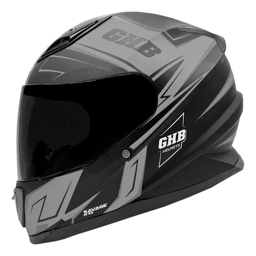 Casco Integral Ghb Negro Gris Matte Certificado Dot Y Qr