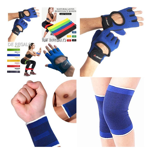 Guantes Pesas Gimnasio  +2 Muñequeras/ 1 Rodillera De Regalo