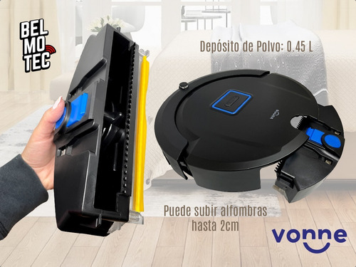 Imagen 6 de 8 de Aspiradora robot Vonne ROBVAC02 negra 220V